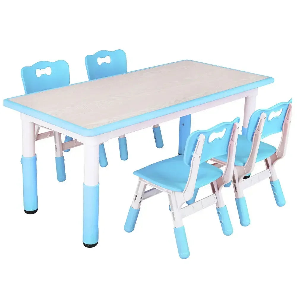 Kids Table and 4 Chairs Set Height Adjustable Toddler Multi-Activity Table Set Study Write, Play for Kids Child Table and Chair