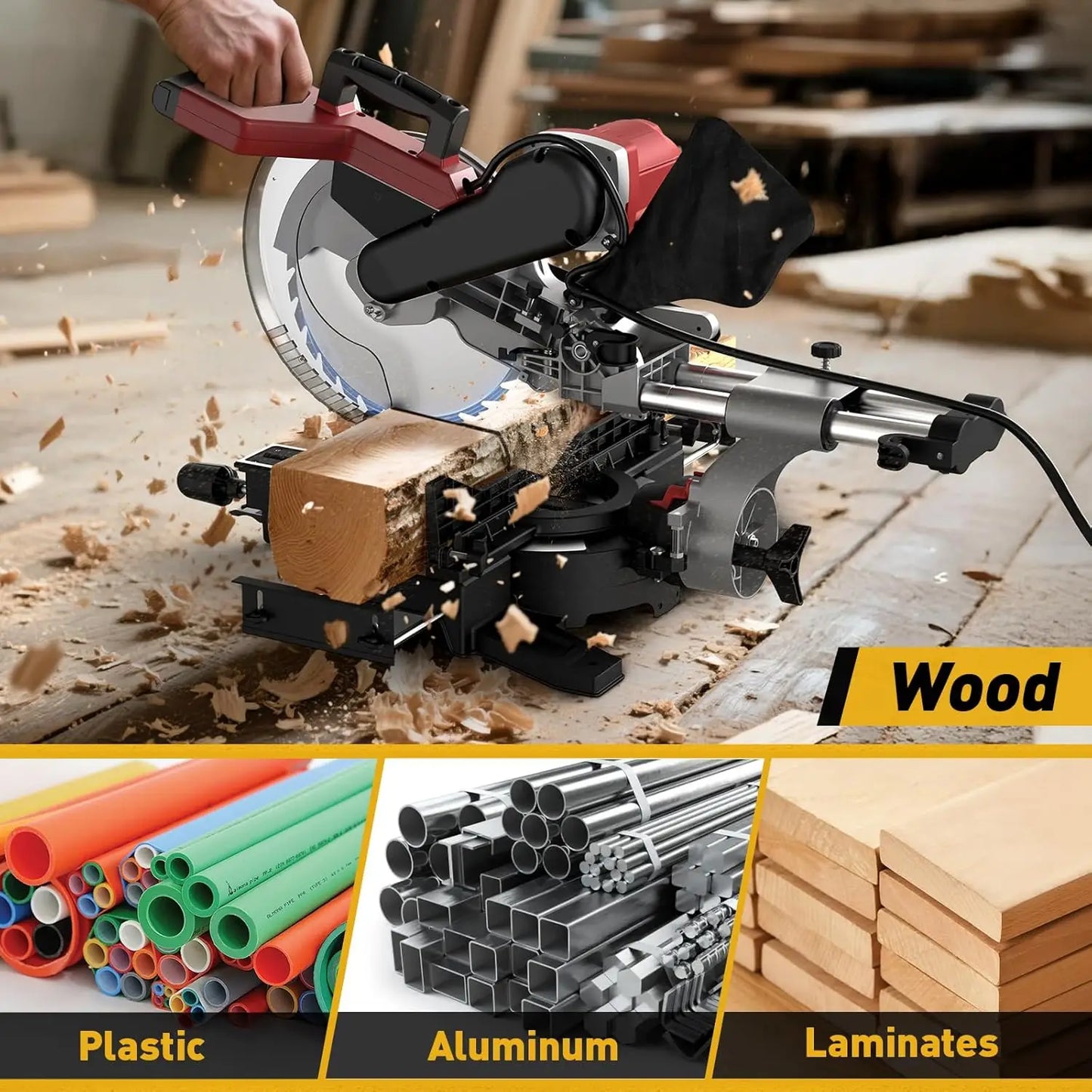 Marvtool Sliding Compound Miter Saw With Dual Bevel 0 To 45 Degrees