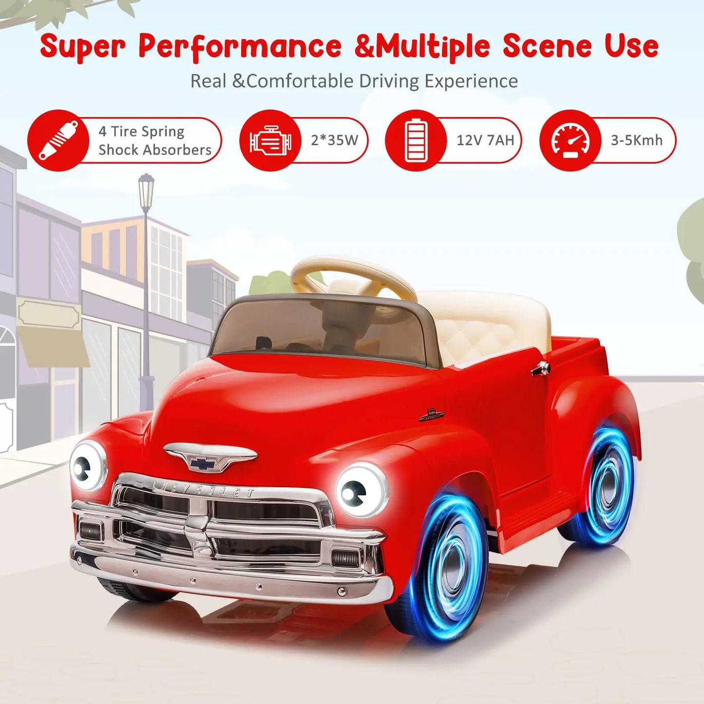 12V Kids Ride Onboard Car With Led Lights And Music