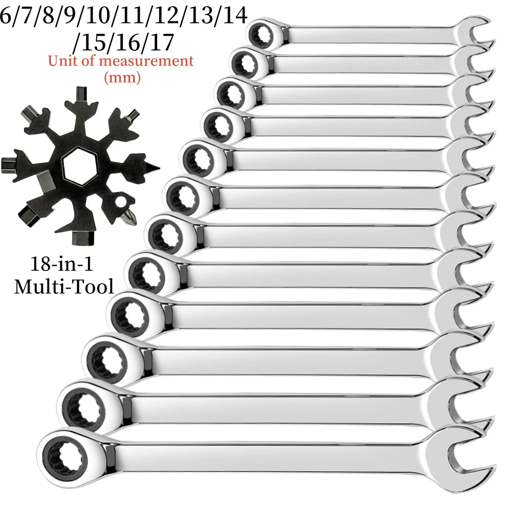 Flexible Ratcheting Wrench Set Metric Hand Tools For Car Repair