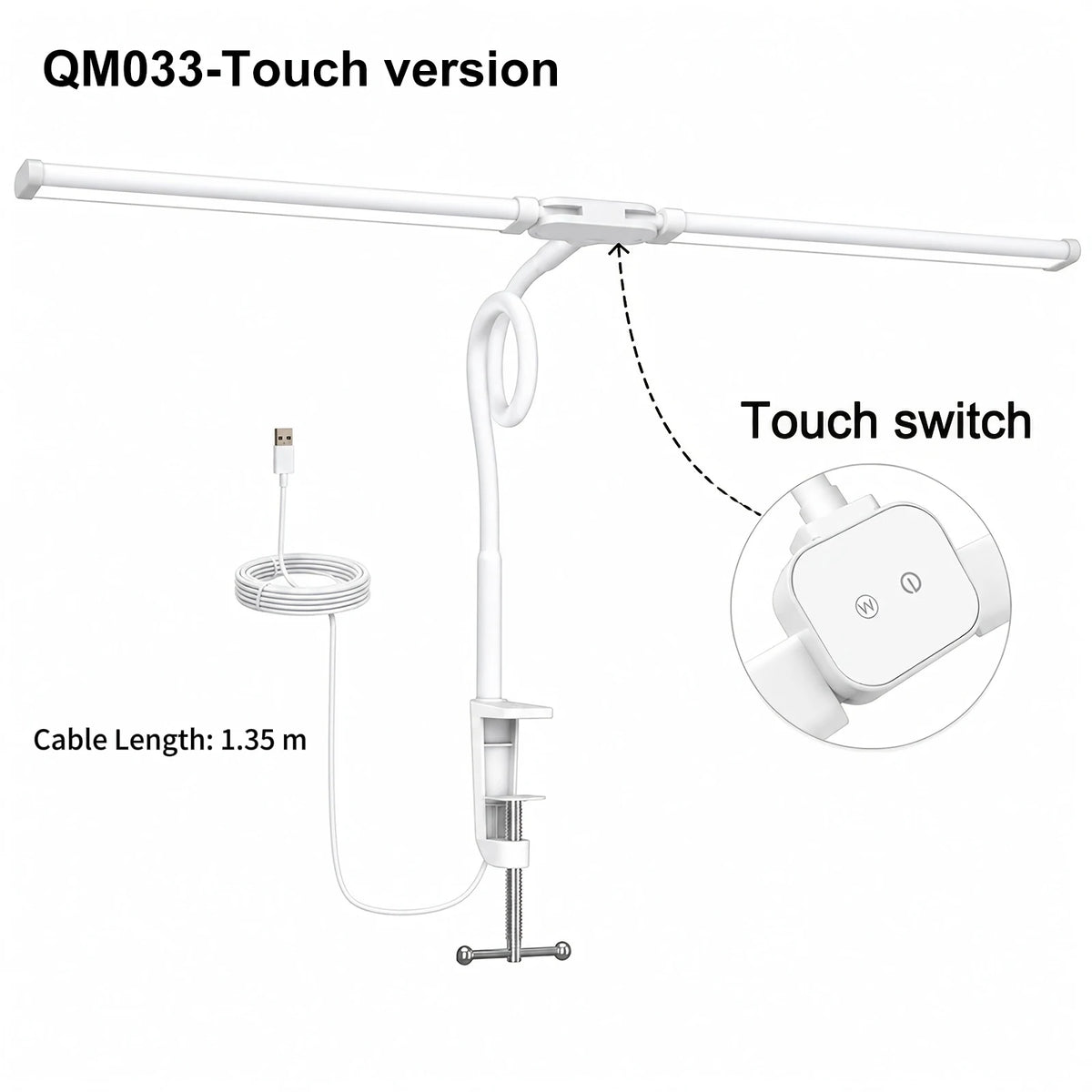 DUMILOO Dual LED Desk Lamp Clip On Dimmable Reading Light