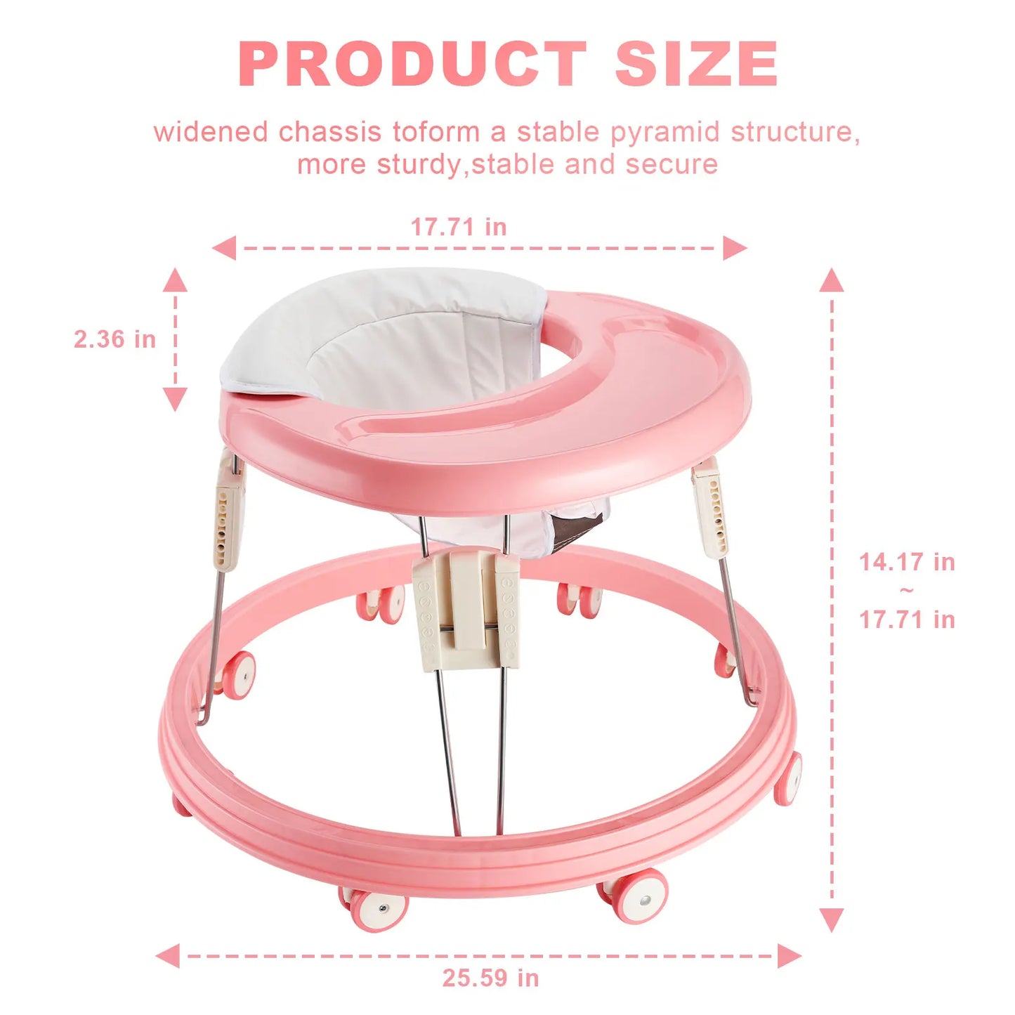 Foldable Baby Walker With Anti Rollover Brake 5 Level Height