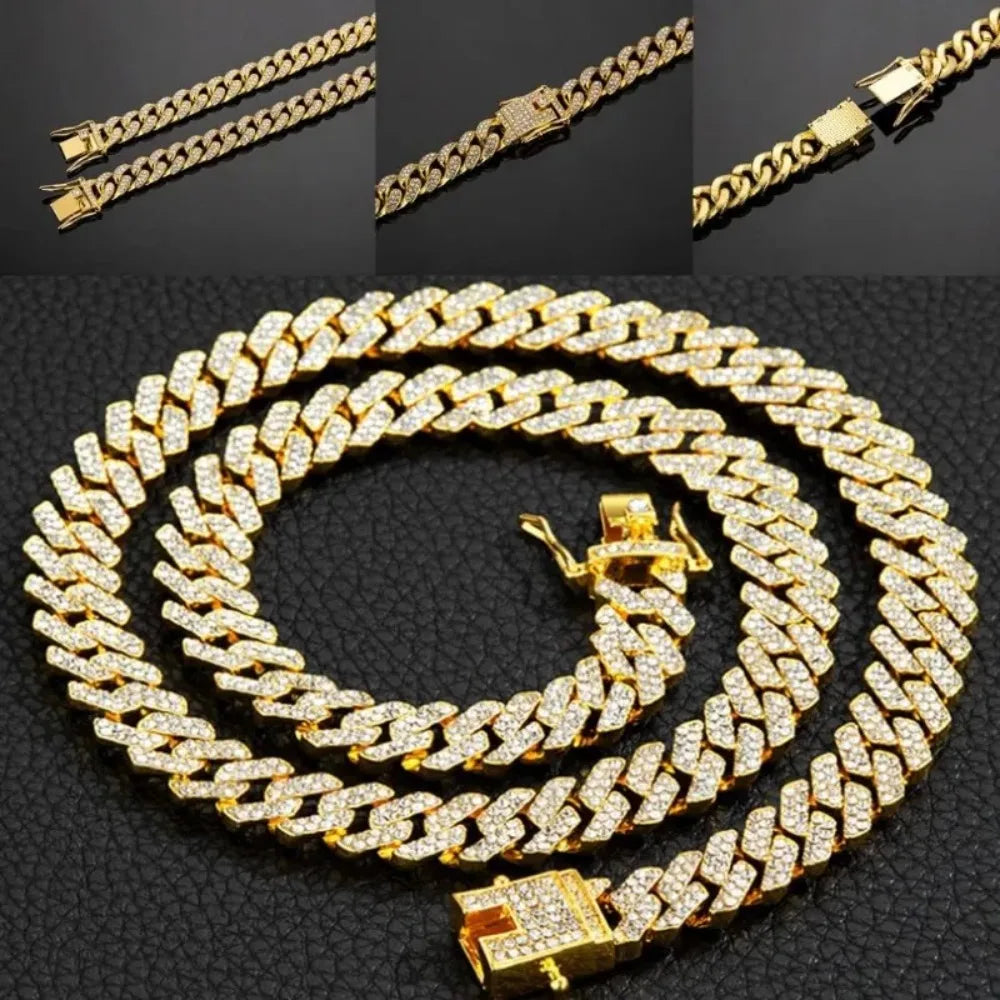 Stainless Steel Cuban Chain Dog Collar With Adjustable Buckle