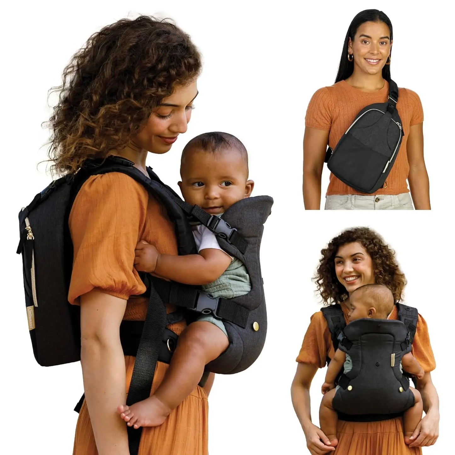 Closure Four In One Baby Carrier And Crossbody Diaper Bag