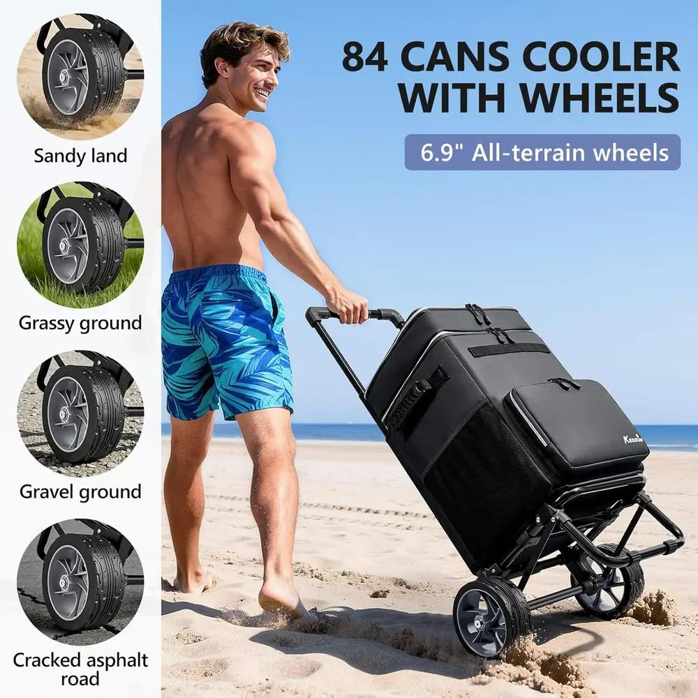 Collapsible Wheeled Cooler 250LB Capacity Beach Camping Fishing