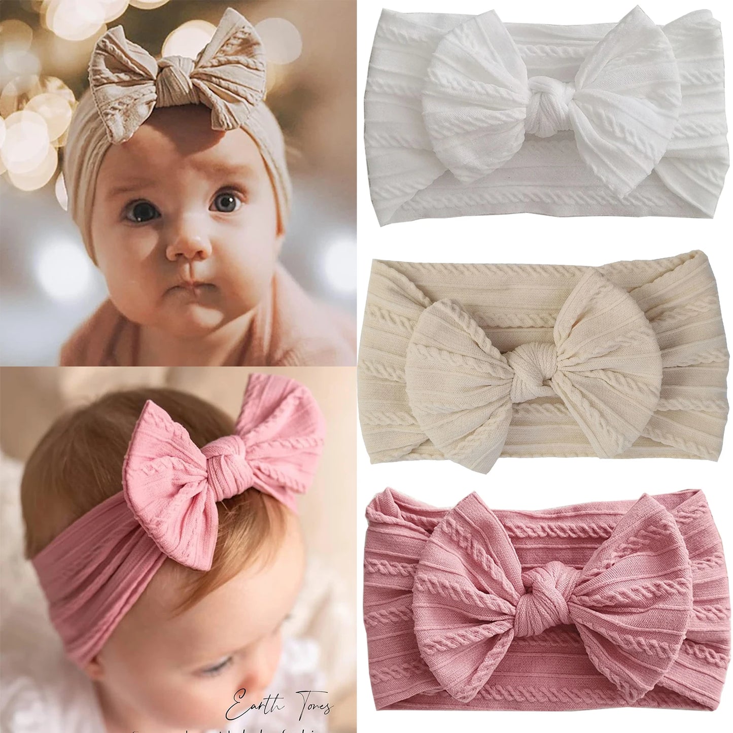 Solid Color Baby Headband Bow Nylon Hair Band Accessories