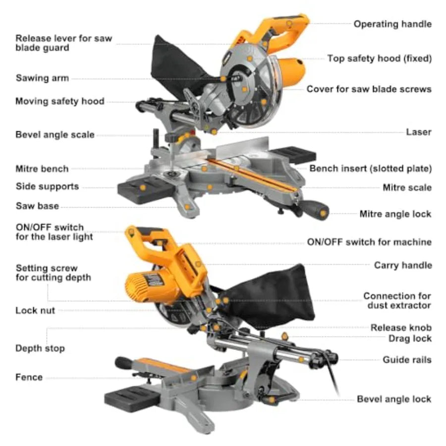 SHXI 12.5A Sliding Compound Miter Saw With Laser For Wood And Metal