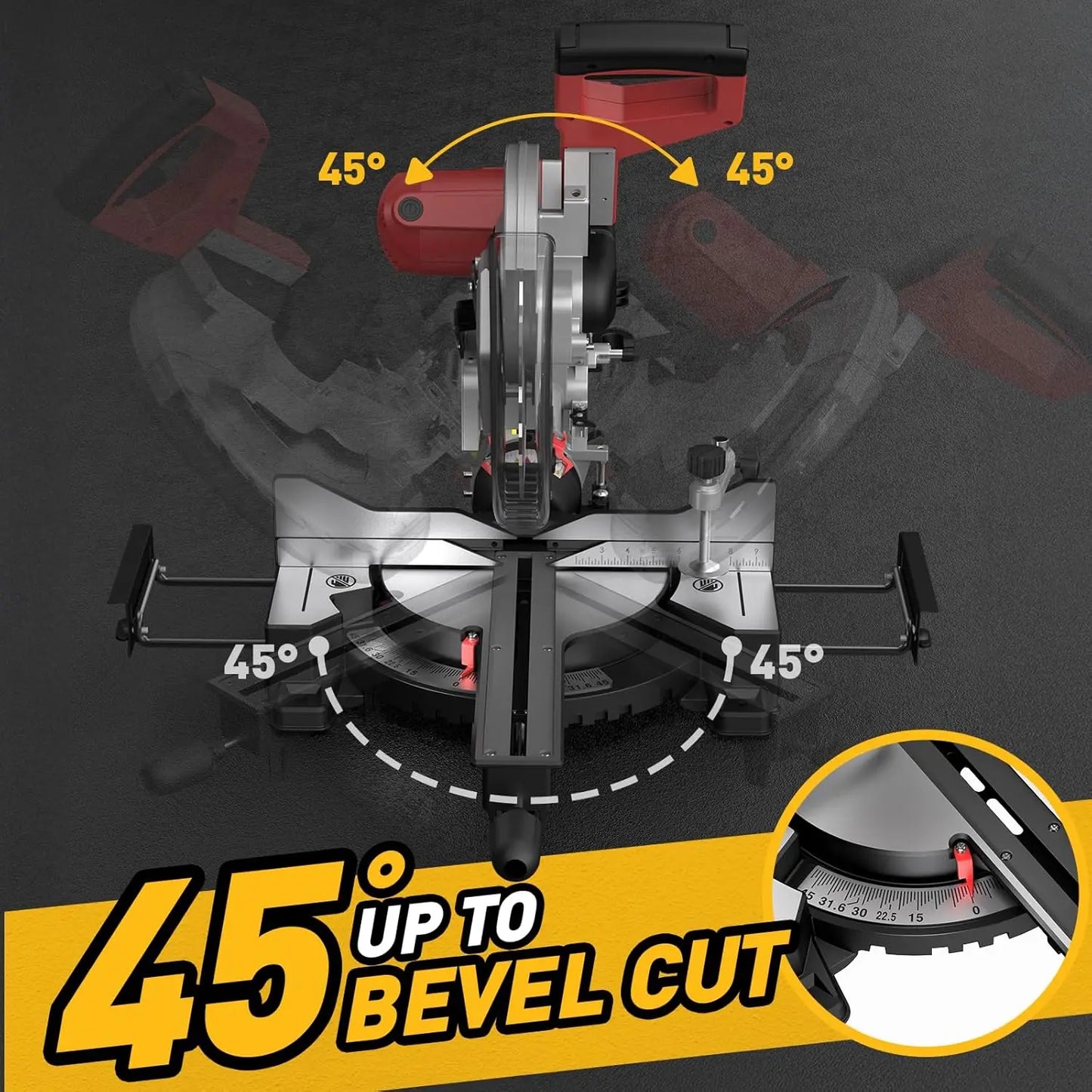 Marvtool Sliding Compound Miter Saw With Dual Bevel 0 To 45 Degrees