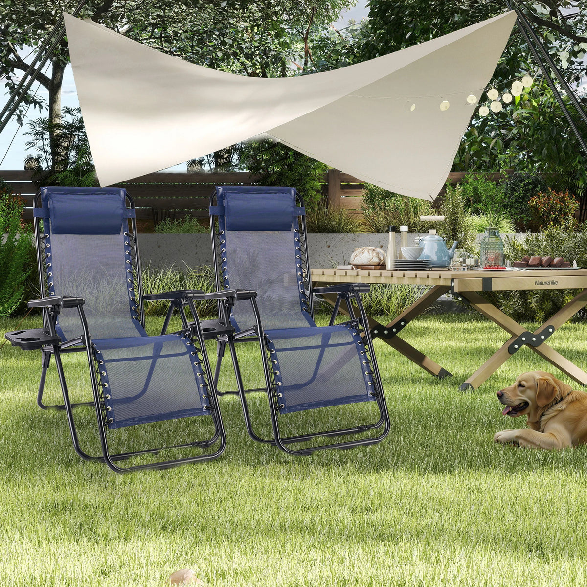 JHK Zero Gravity Outdoor Lounge Chair With Cup Holder