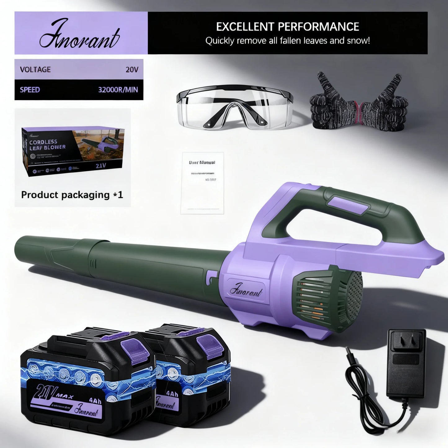 Electric Leaf Blower 150 MPH Two Ah Battery And Charger