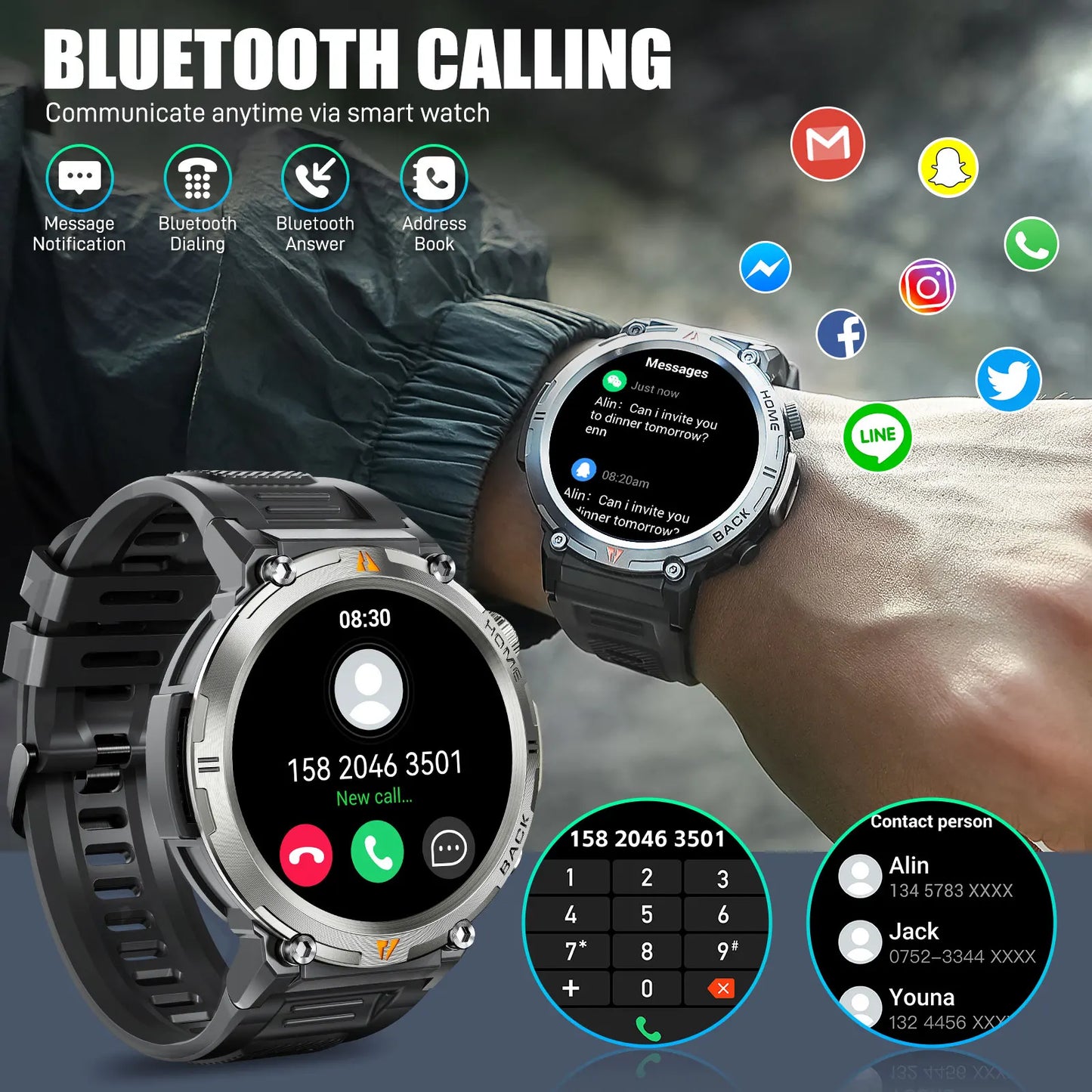 LaNikar KE3 Smart Watch Bluetooth Call Health Monitor