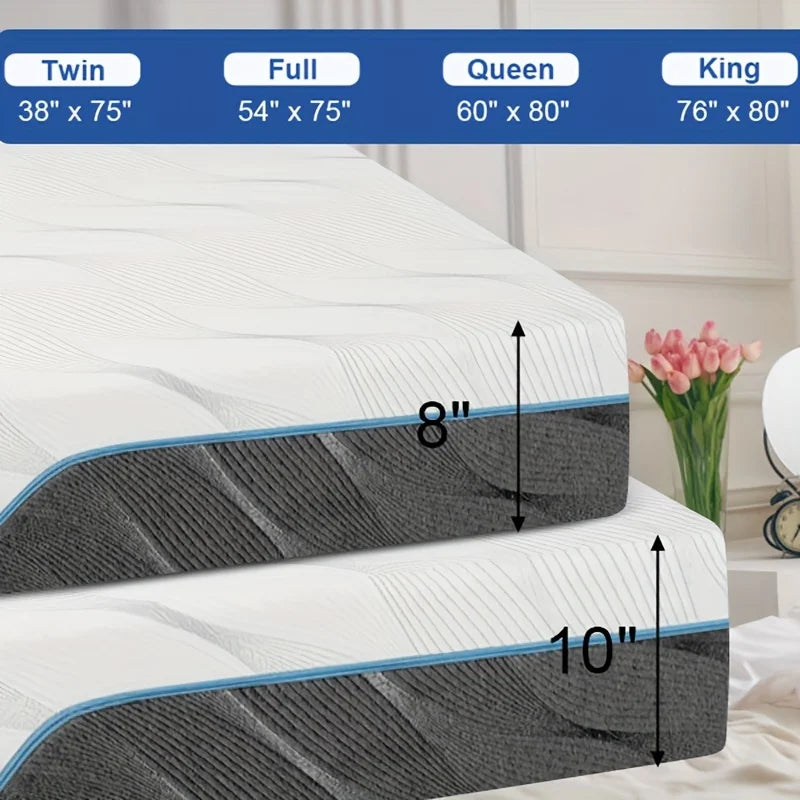 Hcore Flippable Gel Foam Bamboo Memory Foam Mattress for Back Pain Relief