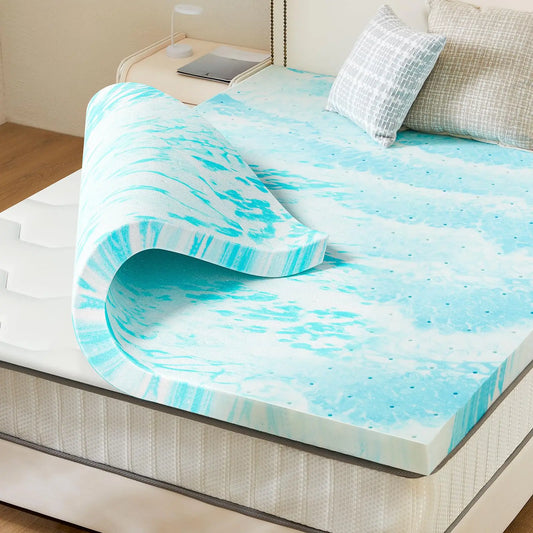 JHK Gel Memory Foam Mattress Topper Cooling And Breathable Bedding