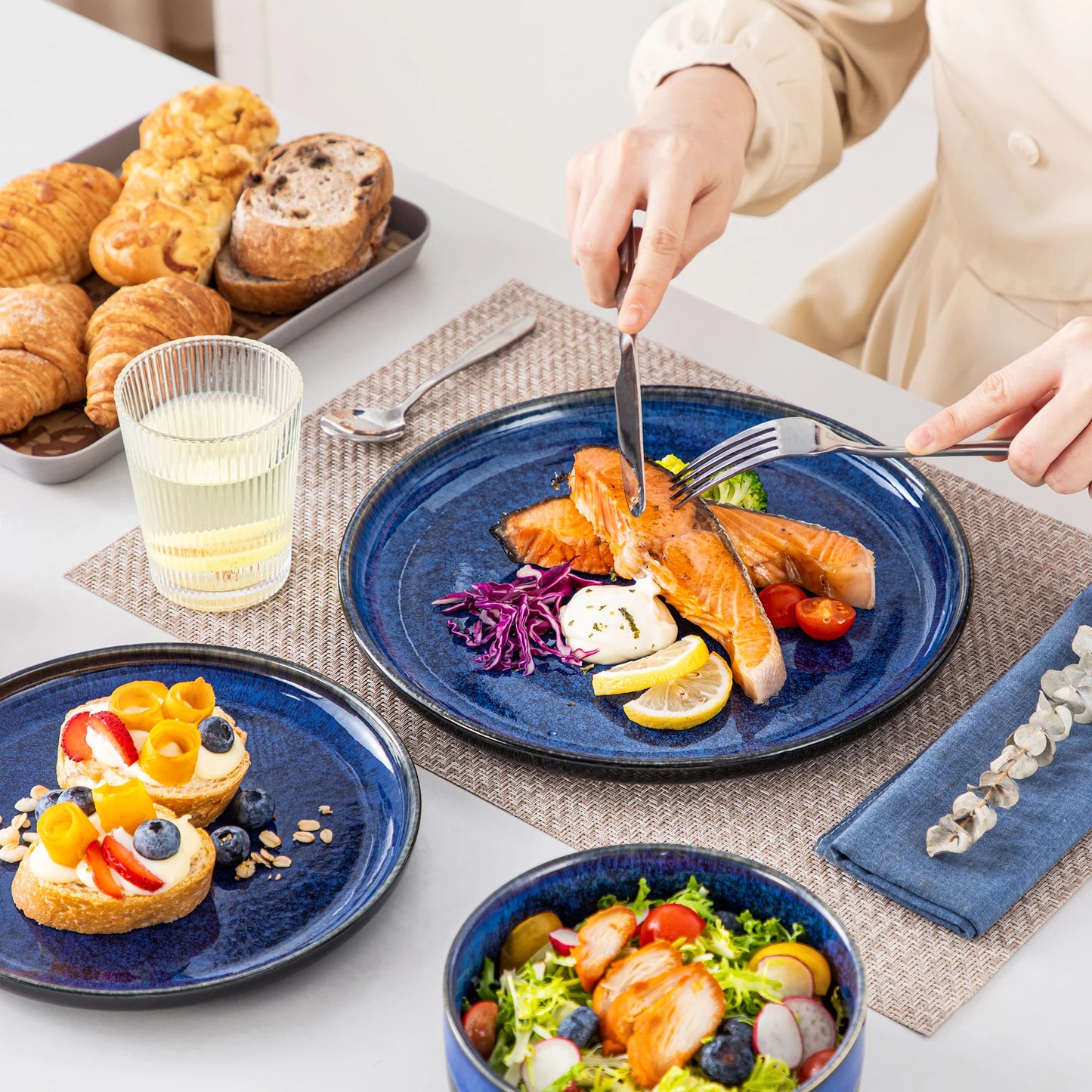 Malacasa Starry Stoneware Dinnerware 12 24 Piece Set Reactive Glaze