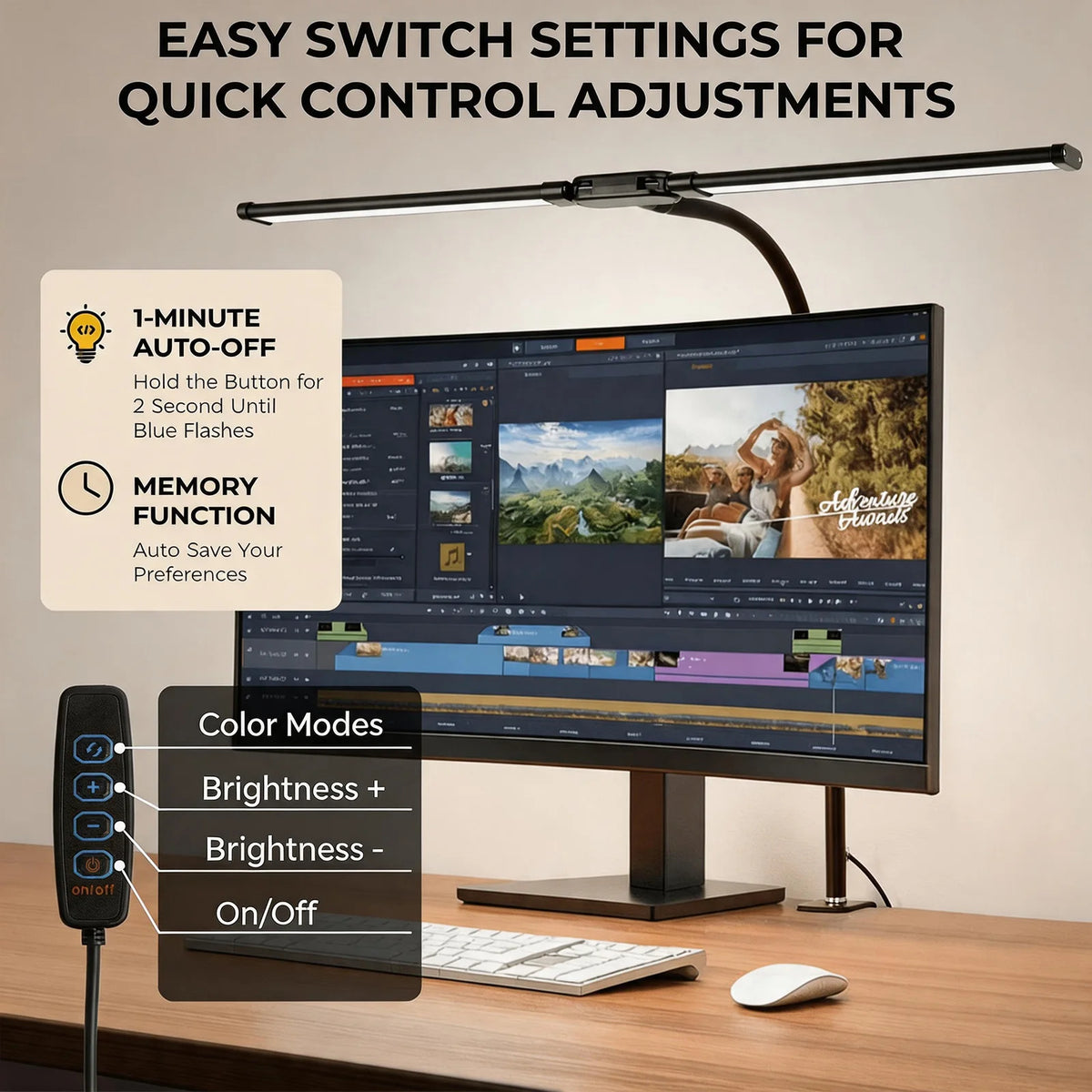 DUMILOO Dual LED Desk Lamp Clip On Dimmable Reading Light