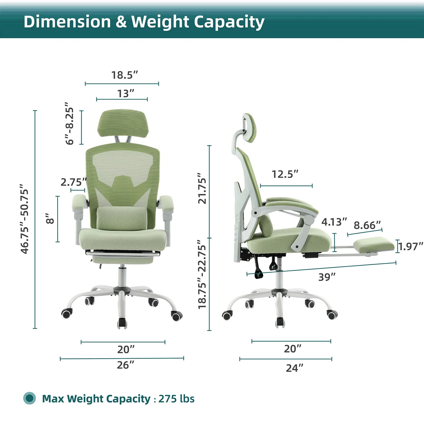 JHK Ergonomic Reclining High Back Mesh Gaming Chair With Lumbar