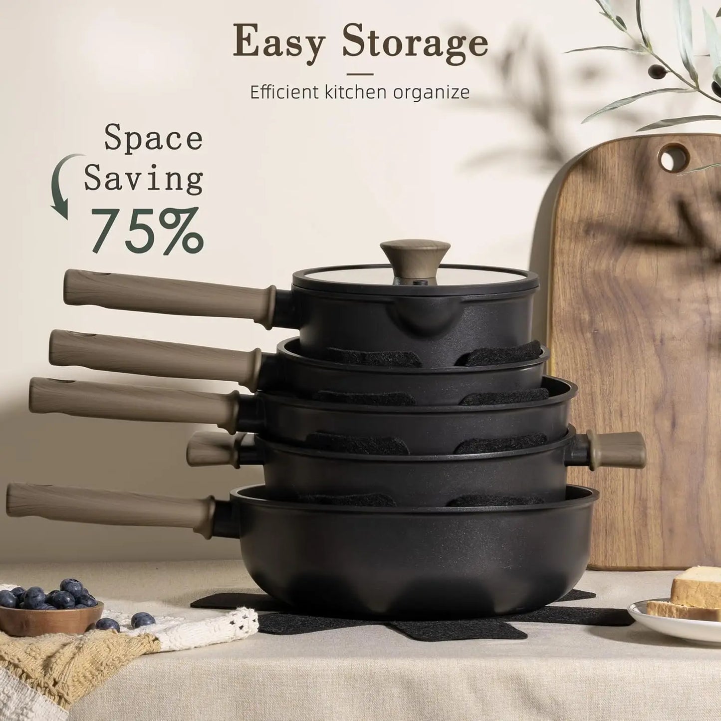 Non-Stick Titanium Cookware Set PFAS-Free Induction Compatible 19-Piece