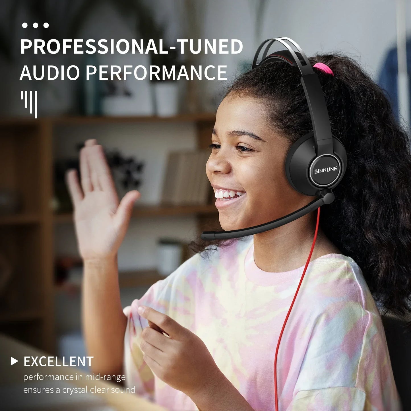 BINNUNE Wired Headset With Noise Cancelling Mic For PC Zoom
