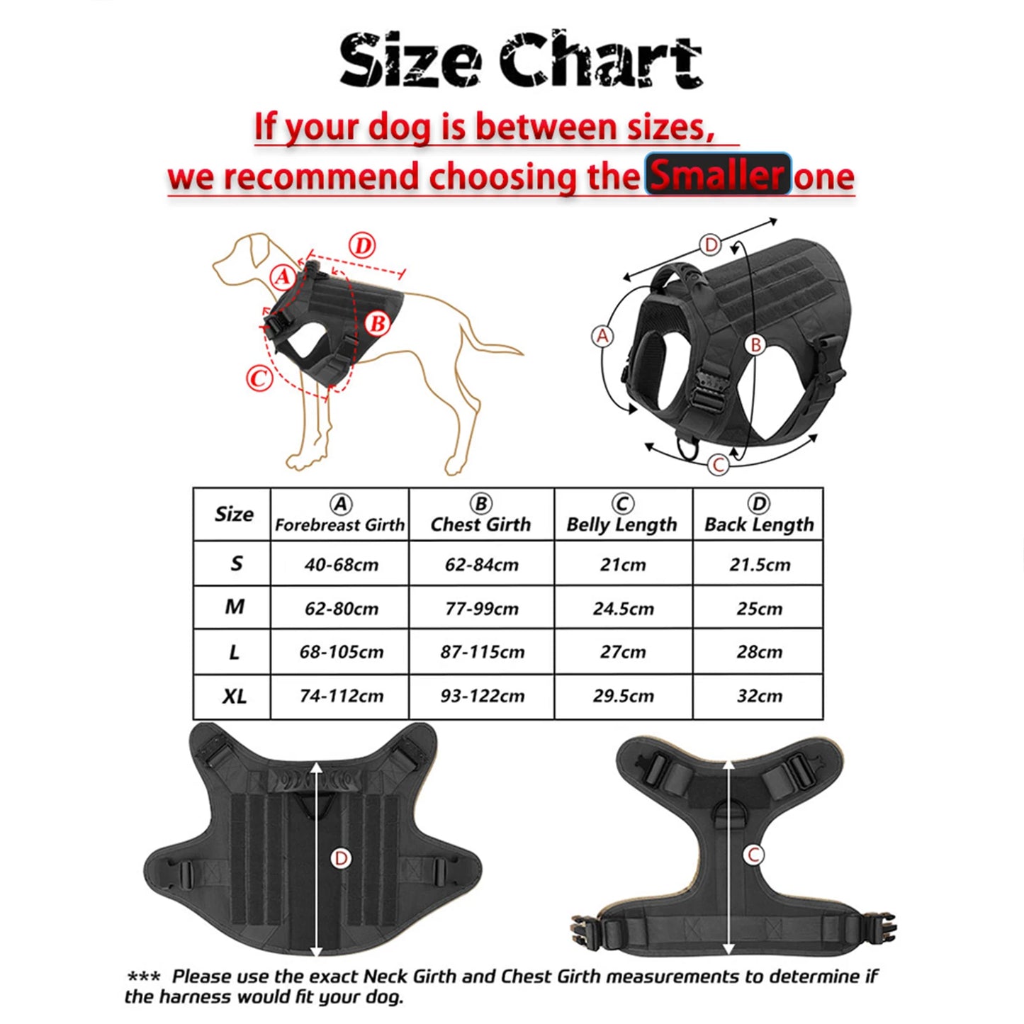PETRAVELCN Tactical Dog Harness Molle Vest for Dogs