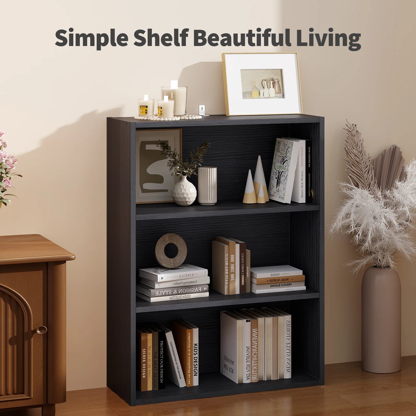 MCQ Wooden Five Tier Bookshelf Storage For Living Room