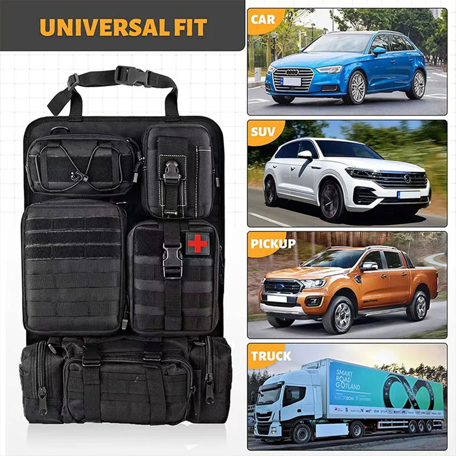 Car Back Seat Organizer 6 In 1 Tactical Hanging Storage 600D Oxford