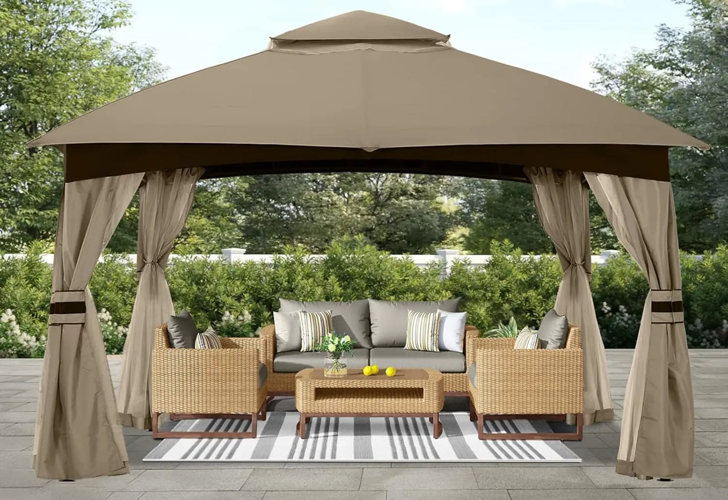Outdoor Gazebo With Mosquito Netting For Patio Garden