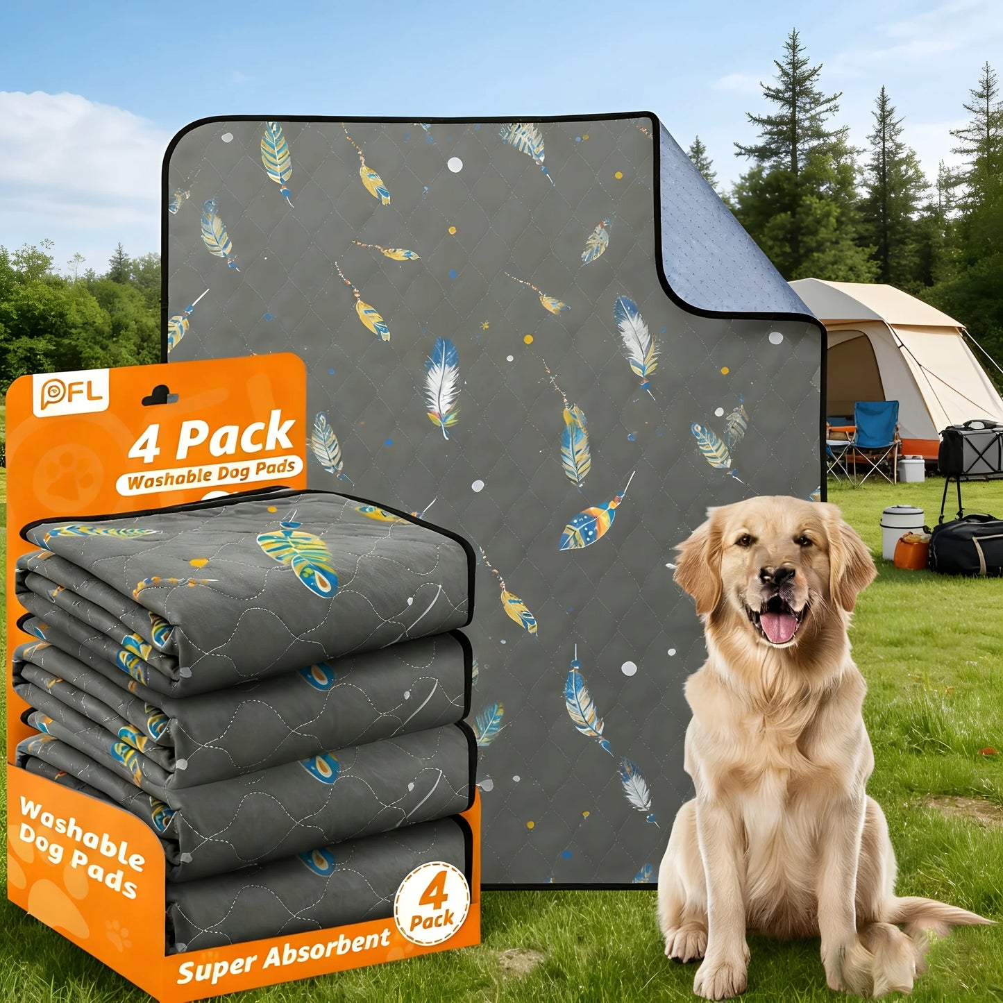 4/2 Pack Washable Dog Pee Pads Ultra Absorbent Leak Proof