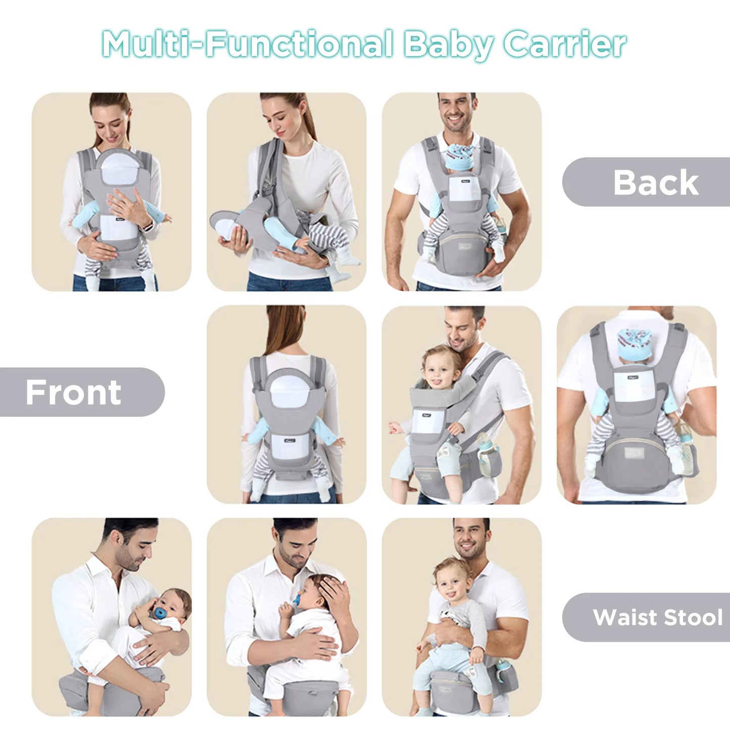 NONECN Ergonomic Baby Carrier Backpack Infant Front Facing Kangaroo