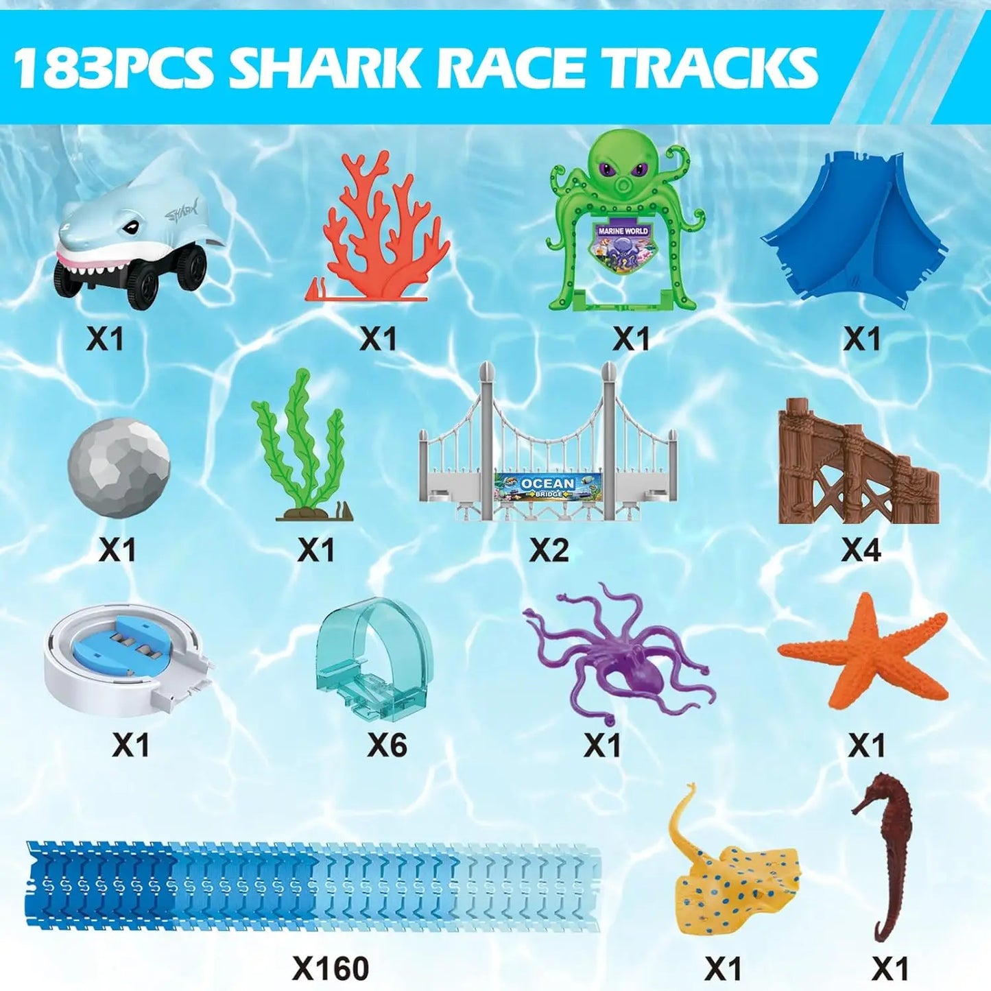 VATOS Shark Race Car Toy for Kids Track Stem Playset