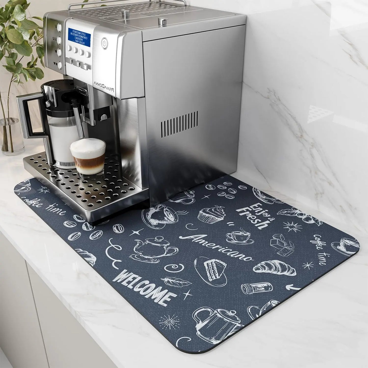 Water-Absorbent Dish Drying Mat With Rubber Backing For Kitchen