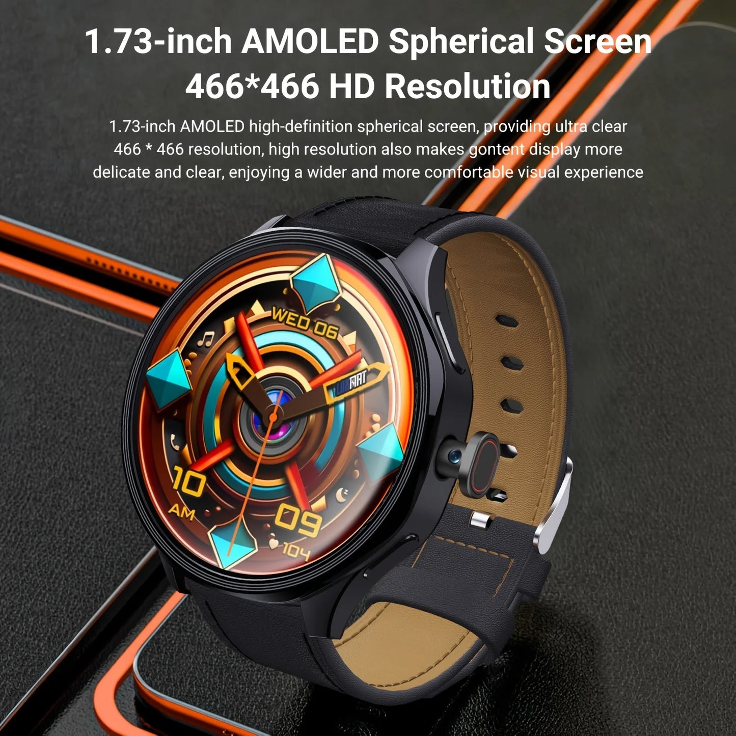 W&O Android 4G Smartwatch With AMOLED Display GPS Rotating Camera