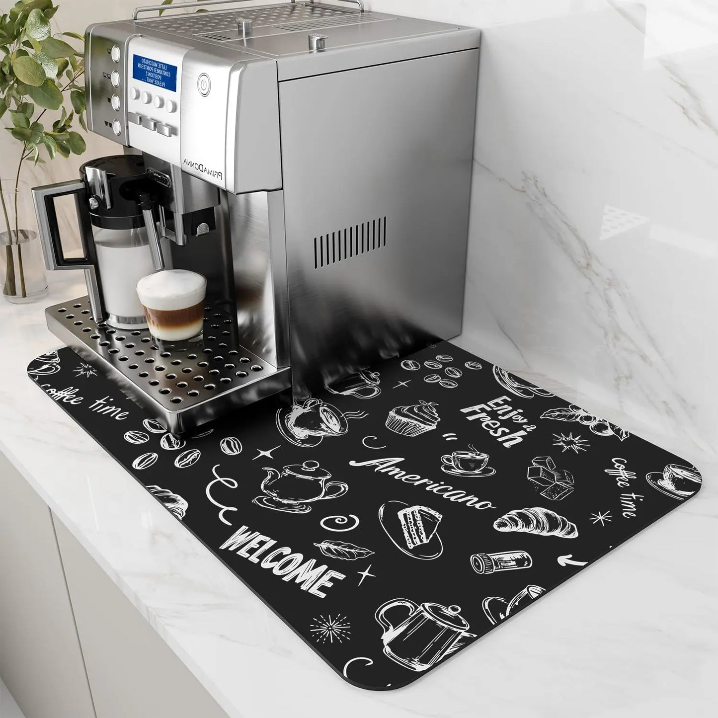Water-Absorbent Dish Drying Mat With Rubber Backing For Kitchen