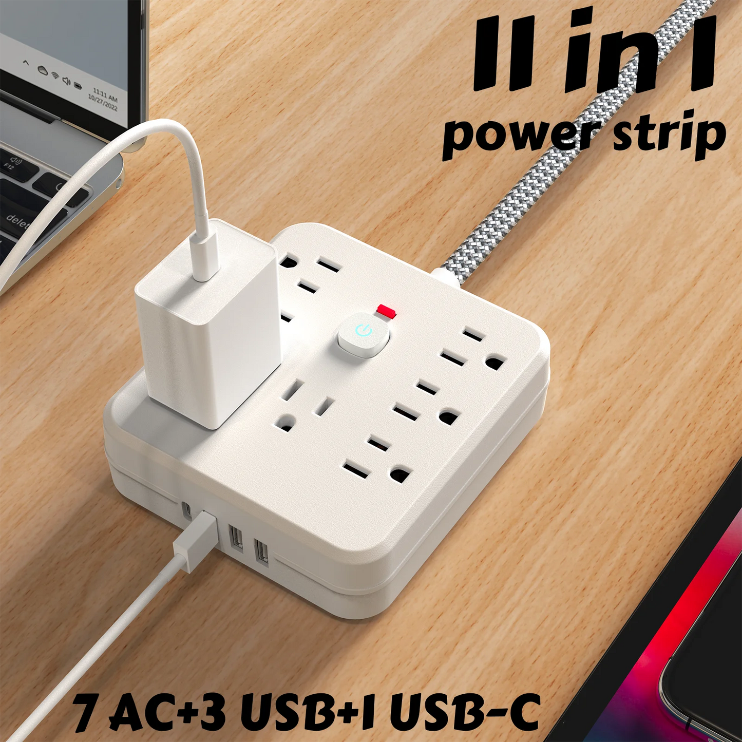 TRANSTON Eleven In One Surge Protector With 7 Sockets USB