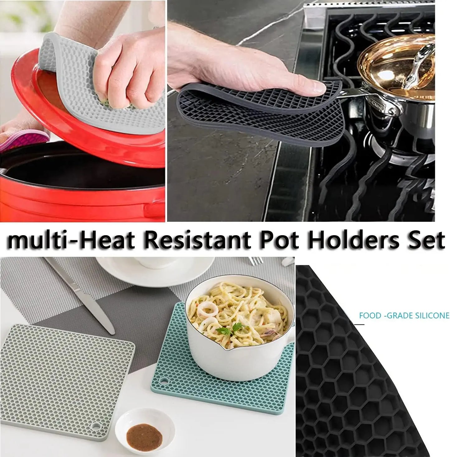 Silicone Trivet Pot Mats 3 Pack Heat Resistant Coasters