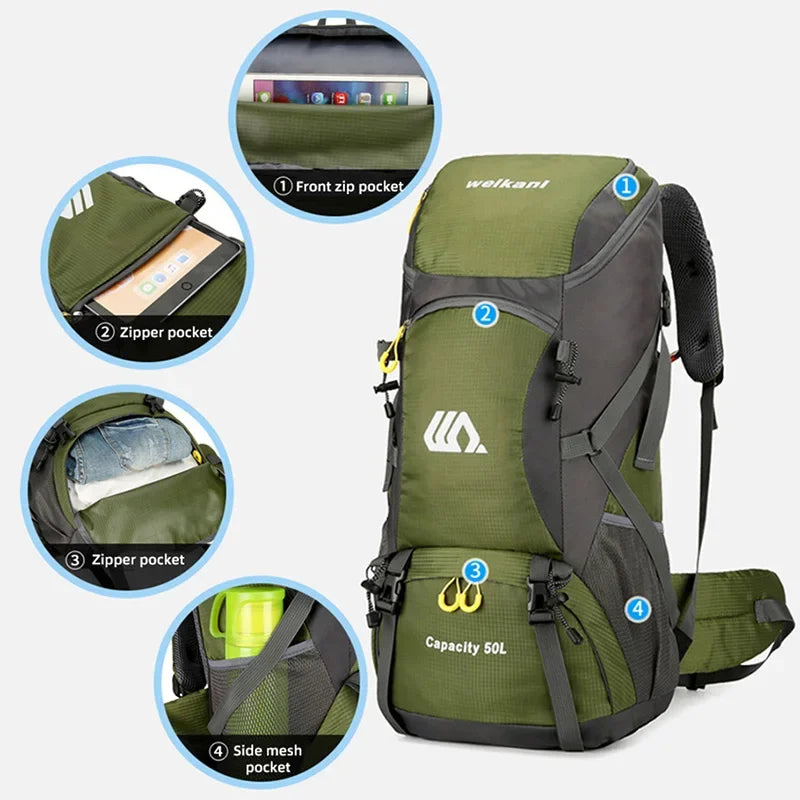 Scione Waterproof Travel Backpack For Hiking And Camping Outdoors