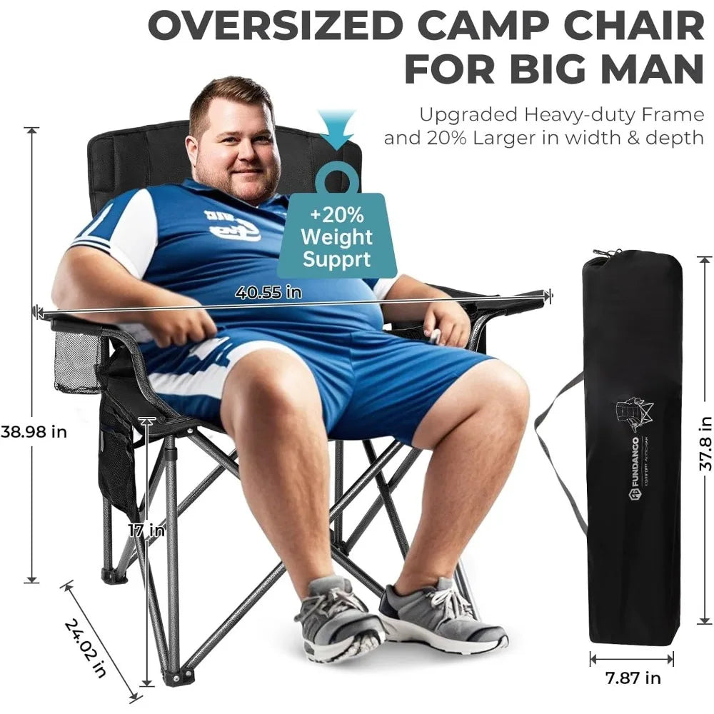 Heavy Duty Foldable Camping Chair With Padded Seat And Back