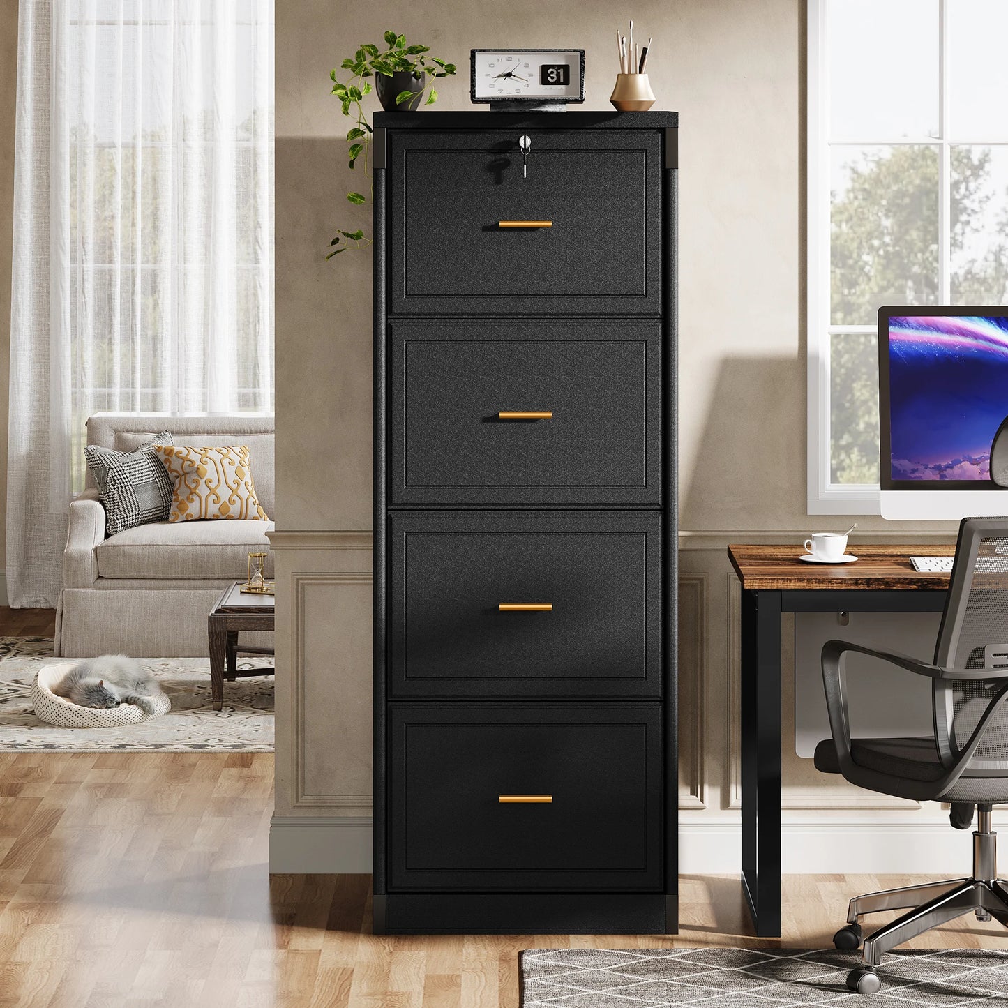 Tribesigns 4 Drawer File Cabinet With Lock For Home Office