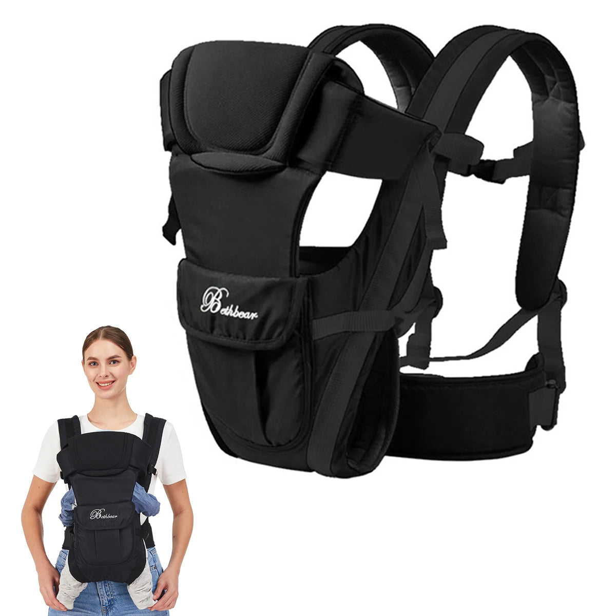 Baby Sling Carrier 4 in 1 Ergonomic Backpack for Newborn