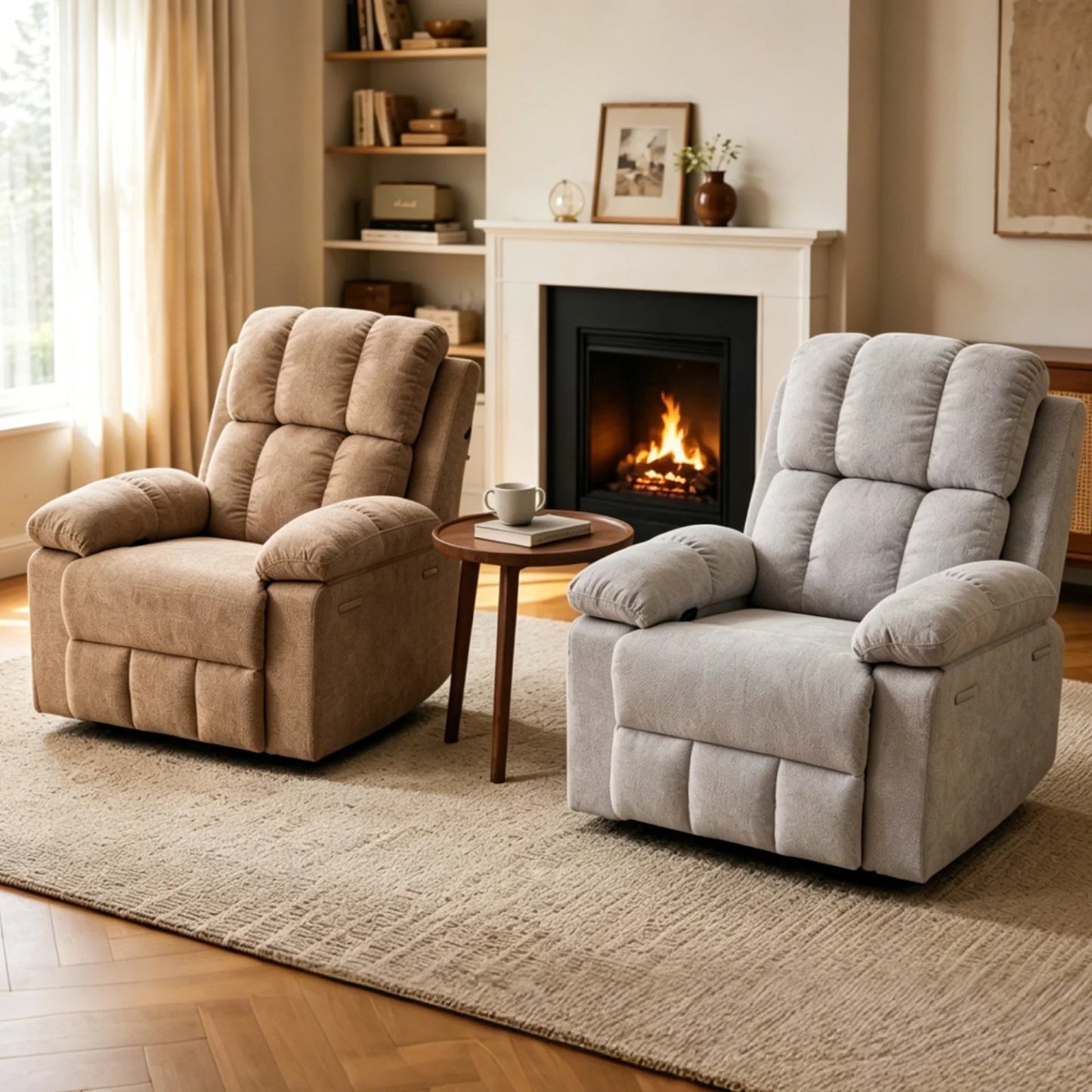 GIFTFIT Rocking Recliner Chair, Modern Glider Recliner Chair, Chenille Fabric Upholstery Recliner, Manual Reclining Sofa Chair for Living Room, Office, Apartment