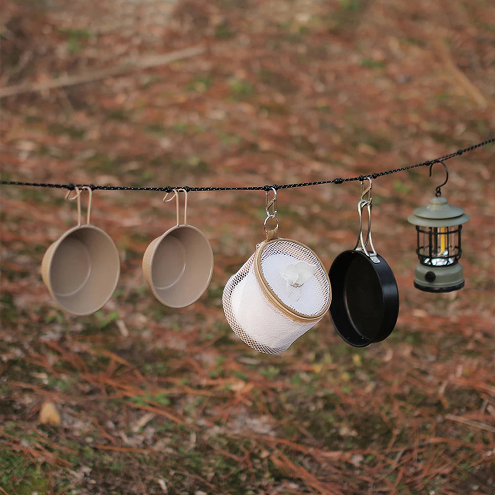 Camping Stretch Clothesline With 12 Clips For Travel Drying Laundry
