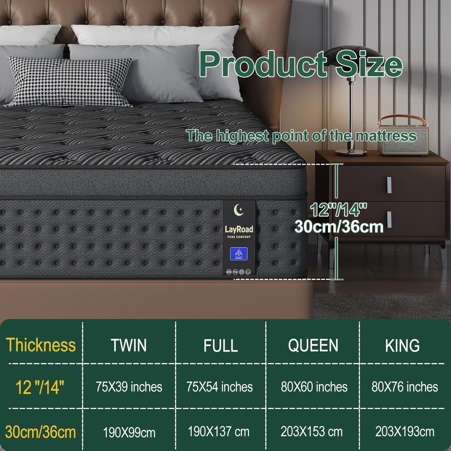 Layroad Hybrid Memory Foam Mattress In A Box With Springs