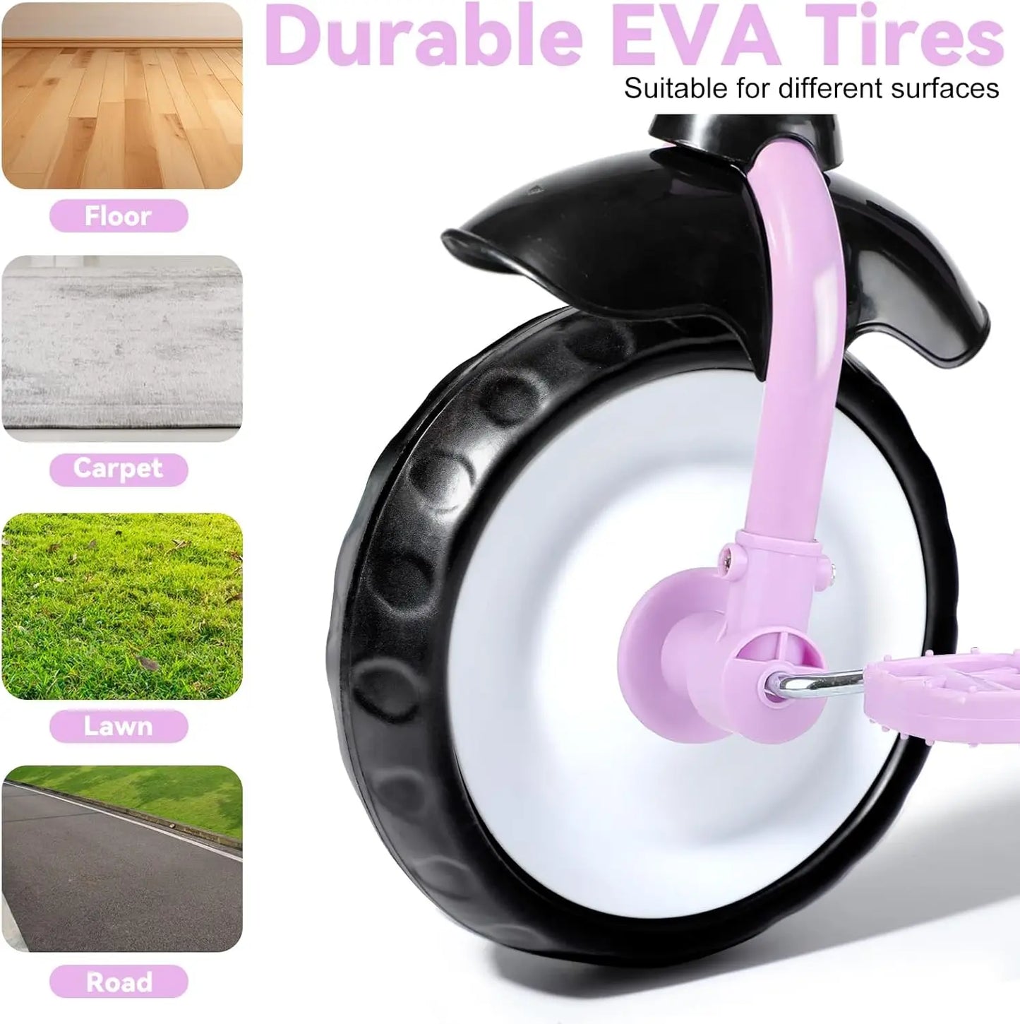 Toddler Tricycle For Ages 2-4 With Bell Basket Removable Pedal