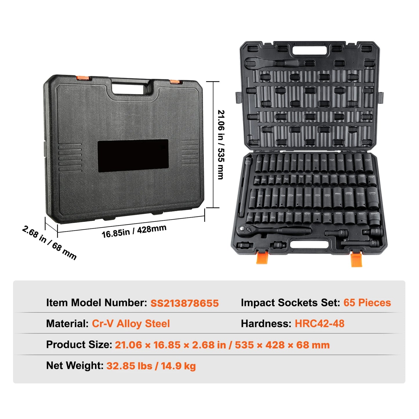 SucceBuy 6 Point CrV Impact Socket Set For Auto Repair