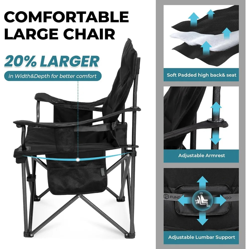 Heavy Duty Foldable Camping Chair With Padded Seat And Back