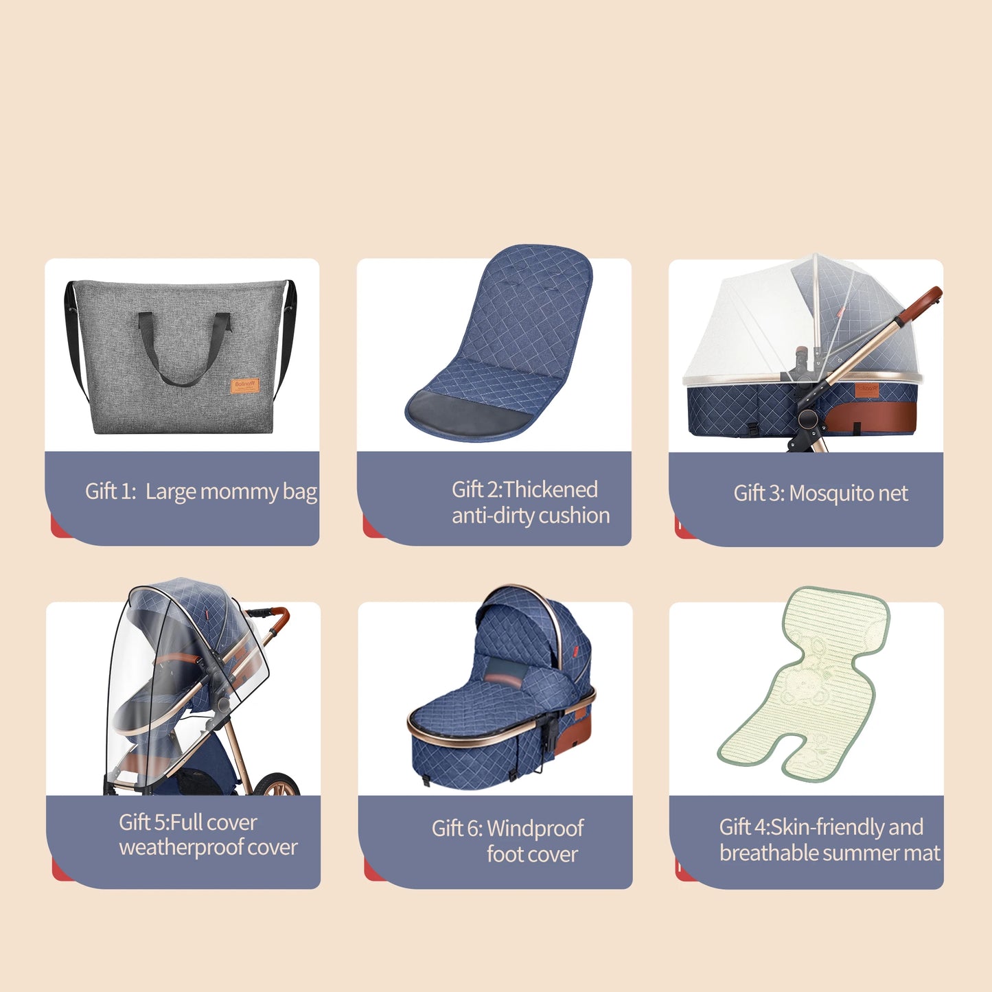 B.childhood All-In-One Luxury Stroller 3-In-1 High Landscape Pram