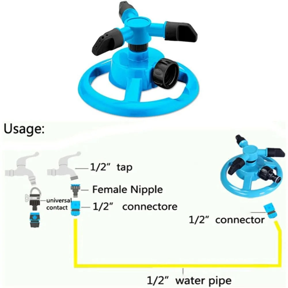 360° Rotating Lawn Sprinkler, Large Area Coverage, Easy Connect, Water-Saving Design