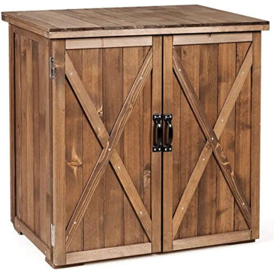Garden Wooden Storage Shed Compact Tool Cabinet With Doors