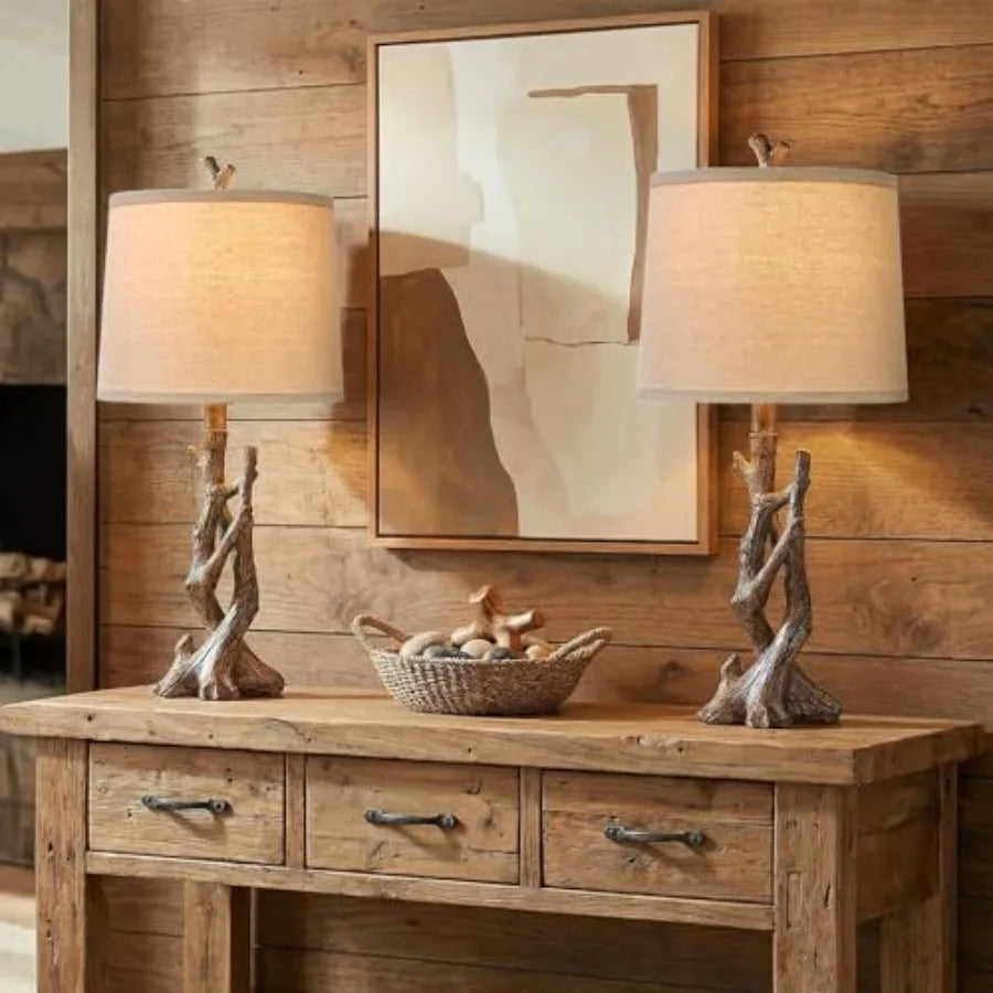 Rustic Farmhouse Solar Table Lamp For Nightstand Bedroom