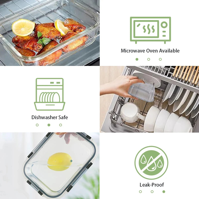 12 Piece Glass Lunch Box Meal Prep Containers Airtight Bento