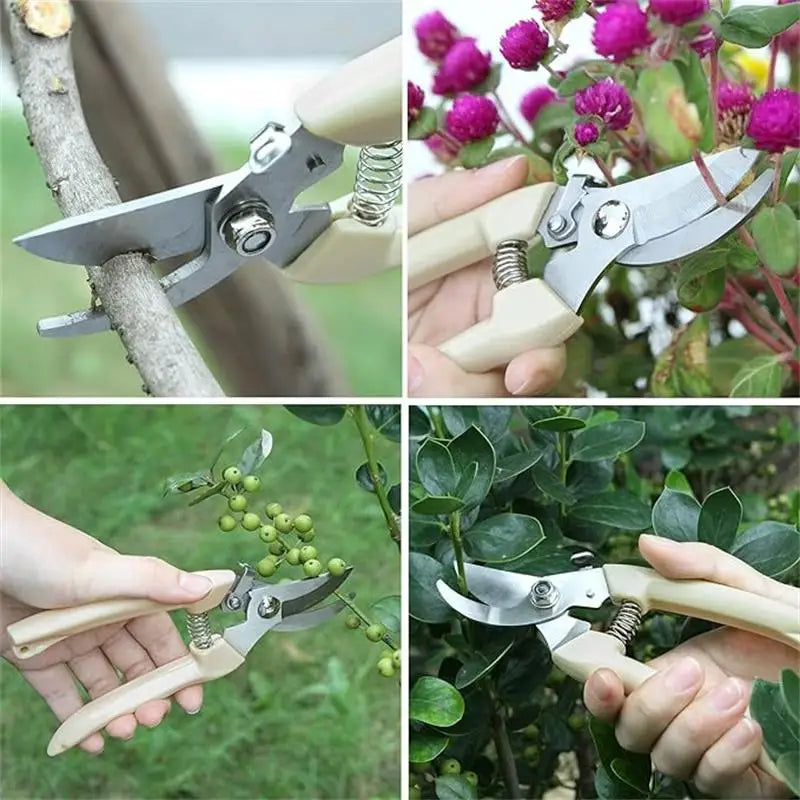 Stainless Steel Pruning Scissors Cutting Multifunctional Flower Tree Branch Bypass Garden Pruner Hand Shear Clipper Tool